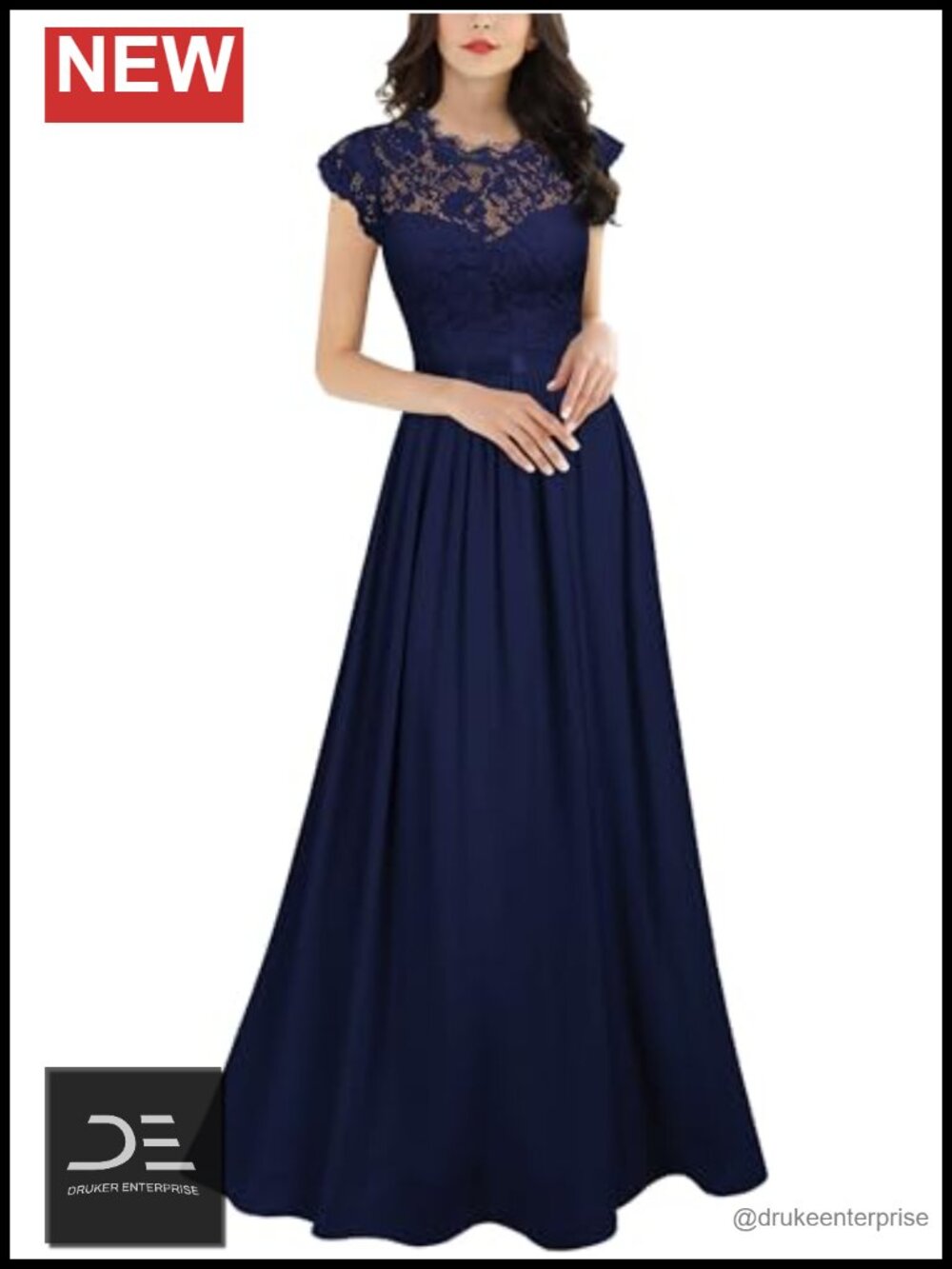 Women's Formal Floral Lace Evening Party Maxi Dress